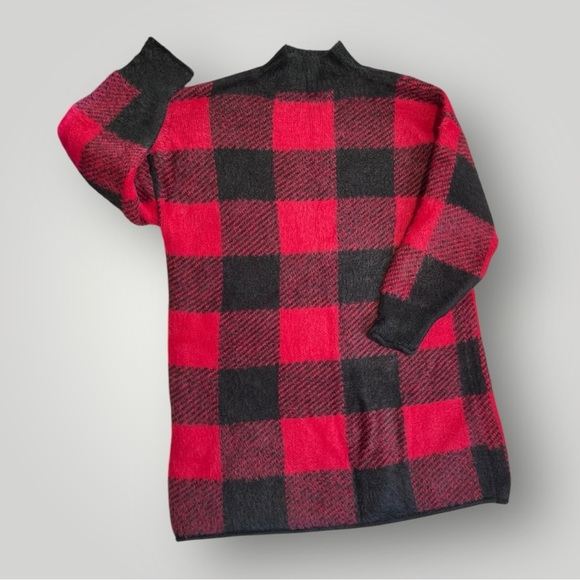 SO Red/Black Checkered Fluffy Soft Long Sweater - Picture 9 of 13